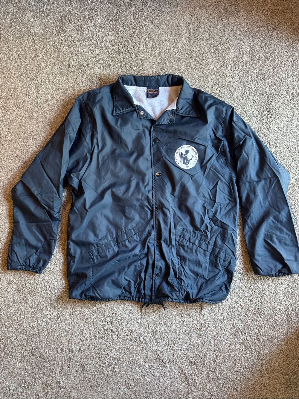 Men's Black Windbreaker Coach Jacket with Patch